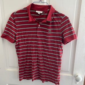 Lacoste Mens Polo, Regular Fit M Red and White Striped